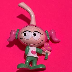 1983 Snorks 3” PVC Figurine, Vintage Schleich Collectible Figure Casey Pink Snork with flowers