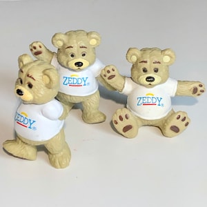 Vintage Zeddy Bear PVC Figurines - 1980s Zellers Mascot