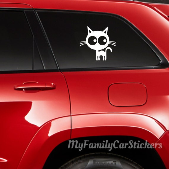 Cat Car Decal Vinyl Cat Car Sticker Kitty Decal Etsy