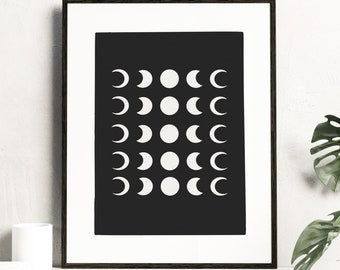 Black and White Moon Phase Print