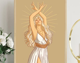 Sun Goddess Wall Art (Digital Download) | Solar Witch Print | Witchy Feminine Decor