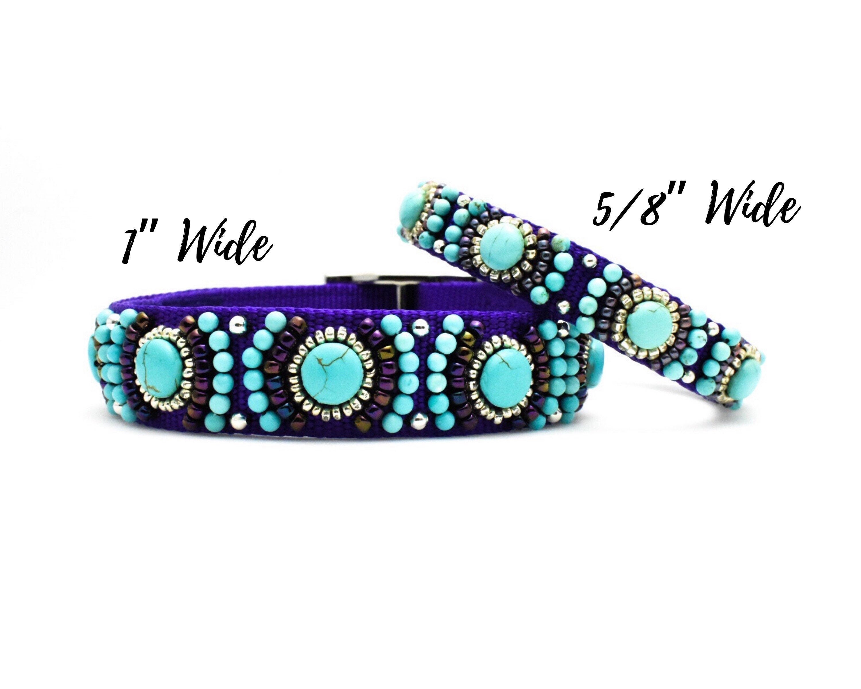 Turquoise Dog Collar Fancy Beaded Dog Collar Precious Stone Etsy UK