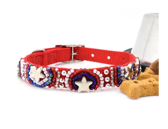 Red white and hotsell blue dog collar
