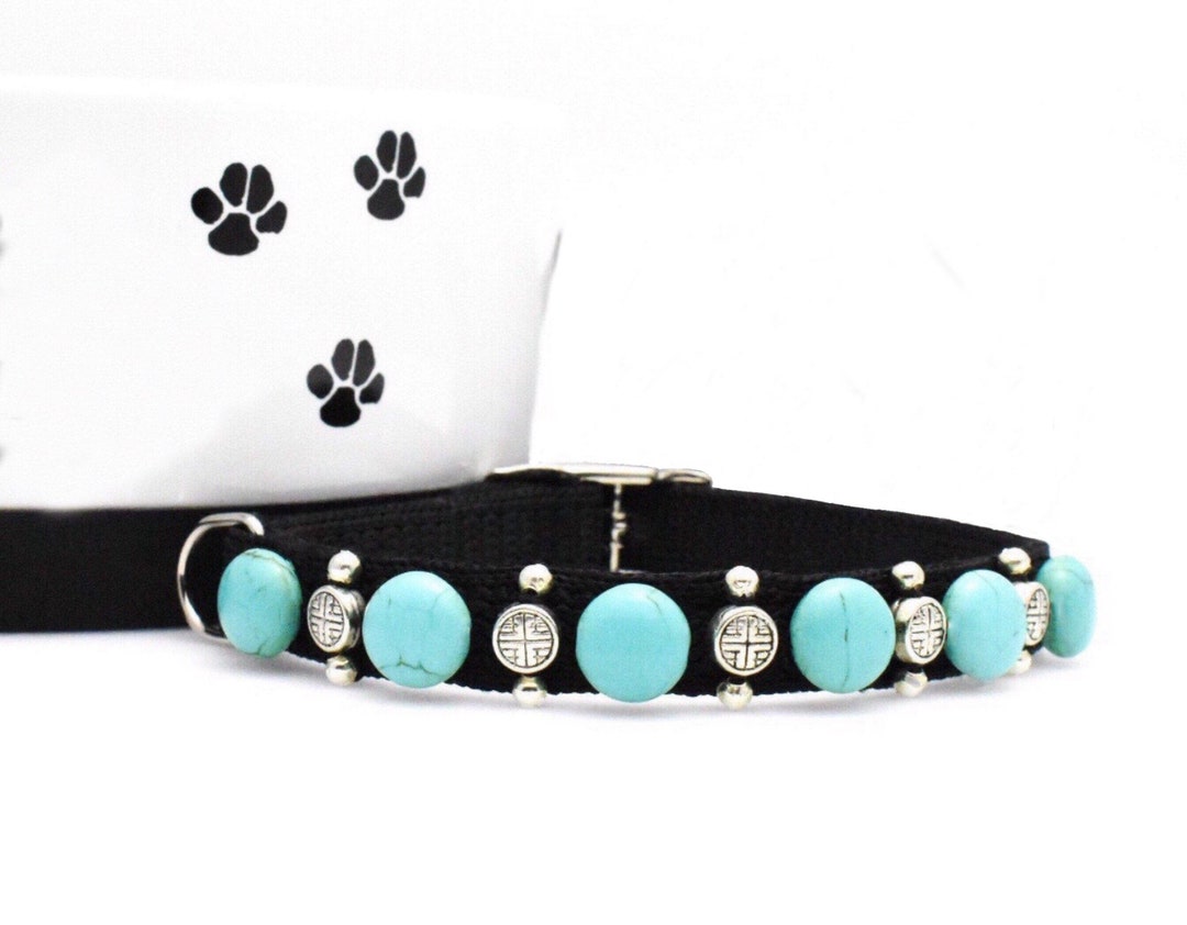 Turquoise Dog Collar, Fancy Tiny Dog Collar, Southwest Dog Collar