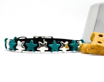 Star Tiny Dog Collar, Turquoise XS Dog Collar, Western Dog Collar, Extra Small Turquoise Dog Collar, Star Dog Collar