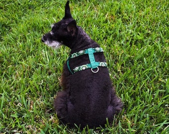 Green Dog Harness, Fancy Harness for Dog, Celtic Bead Dog Harness, Hand Beaded