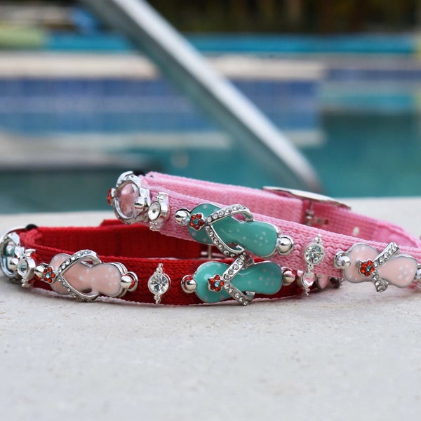 Flip Flop Cat Collar, Flip Flop Pet Collar, Unique Cat Collar, Girl Cat Collar, Summer Fancy Bling