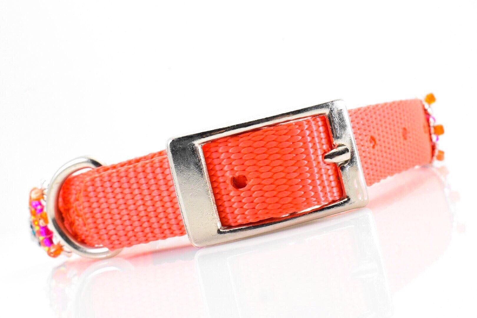 Orange Dog Collar Fancy Dog Collar Beaded Dog Collar Etsy