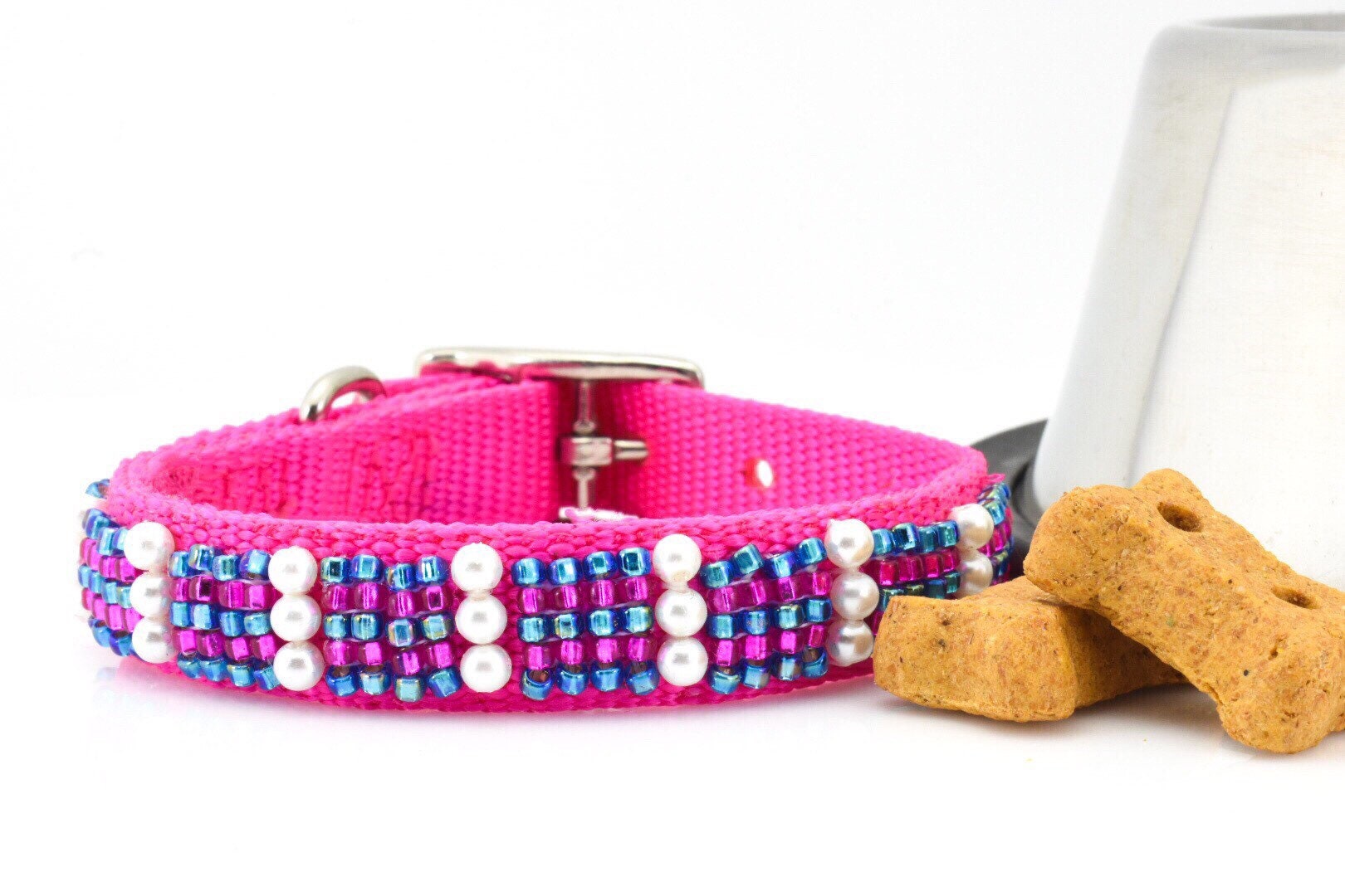 Beaded Dog Collar Pink and Pearl Dog Collar Fancy Girl Dog Etsy