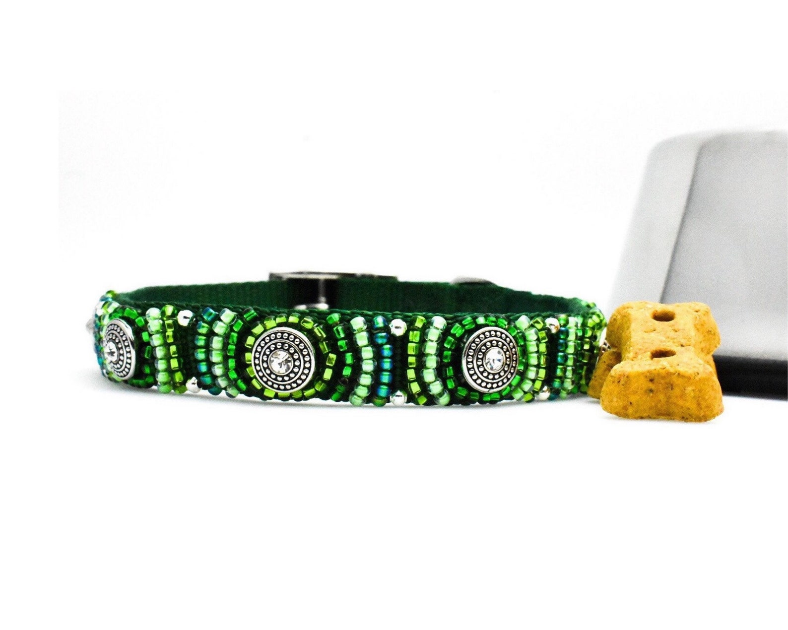 Custom Beaded Dog Collar Stylish Dog Collar With Rhinestones Etsy