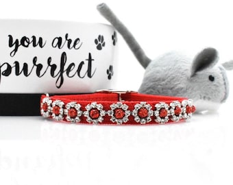 Ausgefallenes Katzenhalsband, Strass Kätzchen Halsband, Bling Katzenhalsband, Perlen Katzenhalsband, Diamant Katzenhalsband, Handgemachtes Halsband für Katze