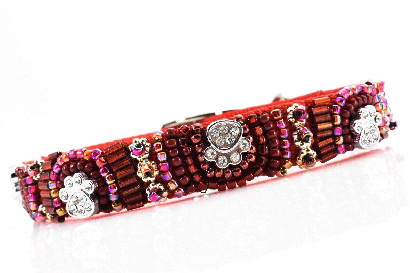 Bling Dog Collar Beaded Dog Collar Fancy Dog Collar Red Dog Etsy