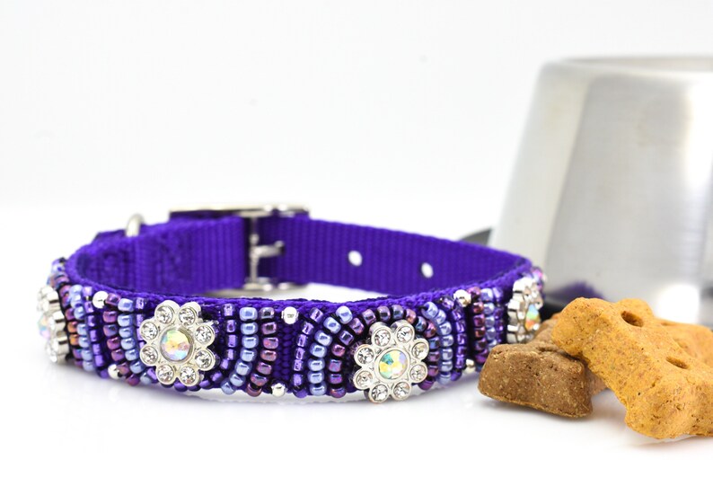 Fancy Rhinestone Dog Collar Beaded Bling Dog Collar Custom Etsy
