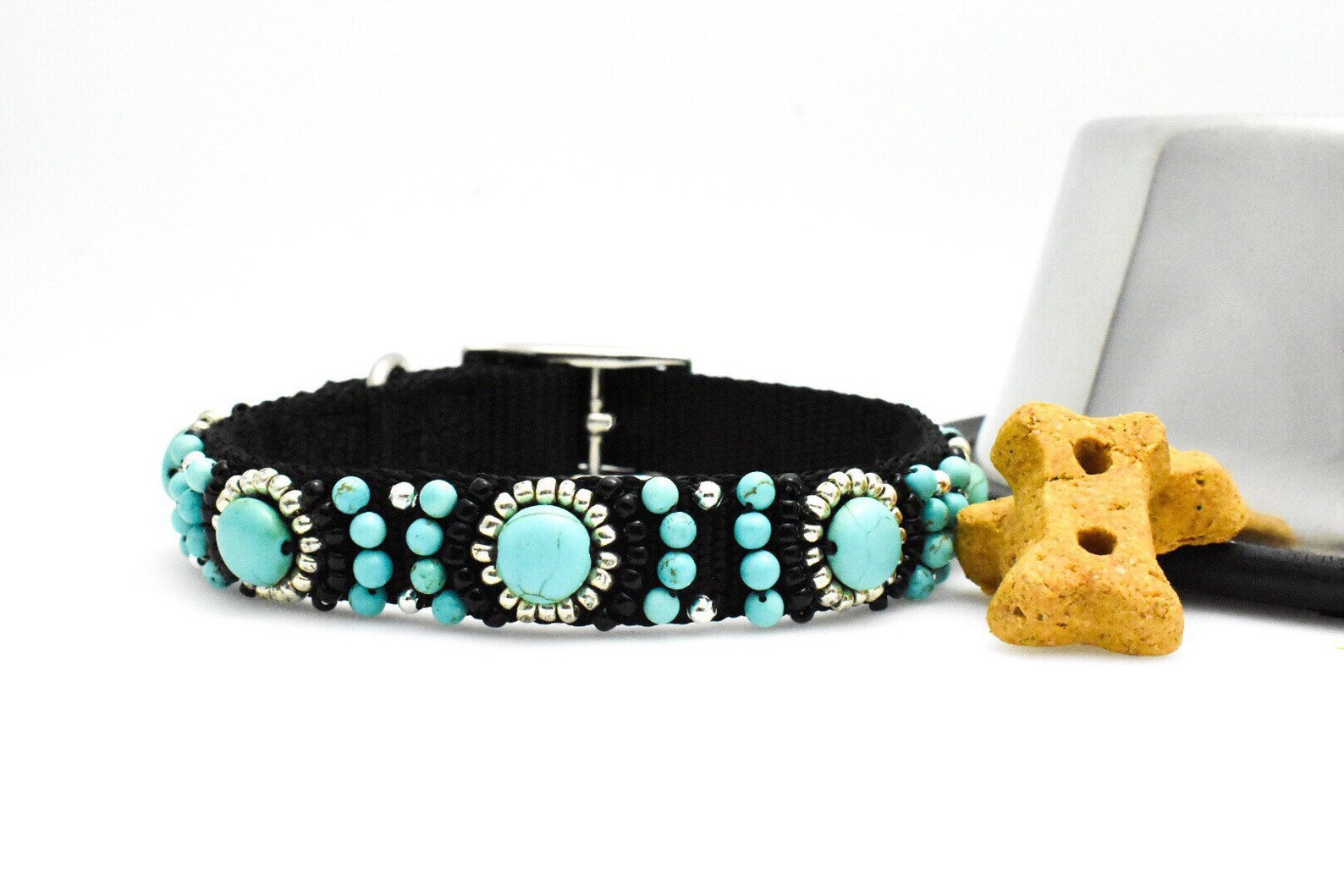 Southwest Dog Collar Turquoise Beaded Dog Collar Custom Dog Etsy