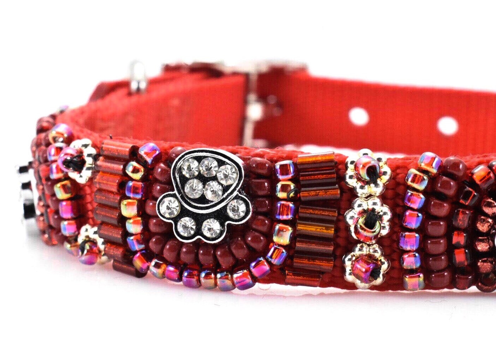 Bling Dog Collar Beaded Dog Collar Fancy Dog Collar Red Dog Etsy