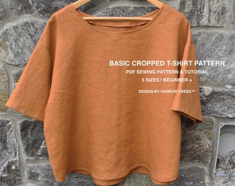 Molde em PDF para camiseta cropped básica | 5 tamanhos