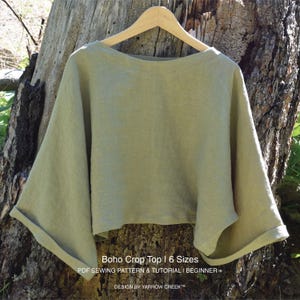 Boho Crop Top PDF Sewing Pattern | 6 Sizes