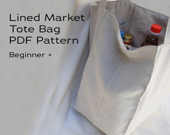 Lined Market Tote Bag PDF Pattern