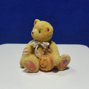 Cherished Teddies Oscar &quot;Sweet Treats&quot; Figurine / Monthly Friends To Cherish Series / October Bear / Enesco 914843 / No Box