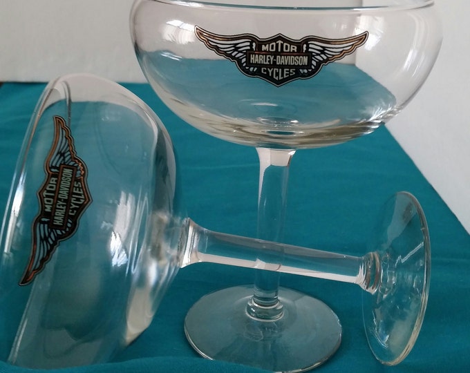 Harley Davidson Wings Logo Margarita Coupe Glasses/harley Etsy
