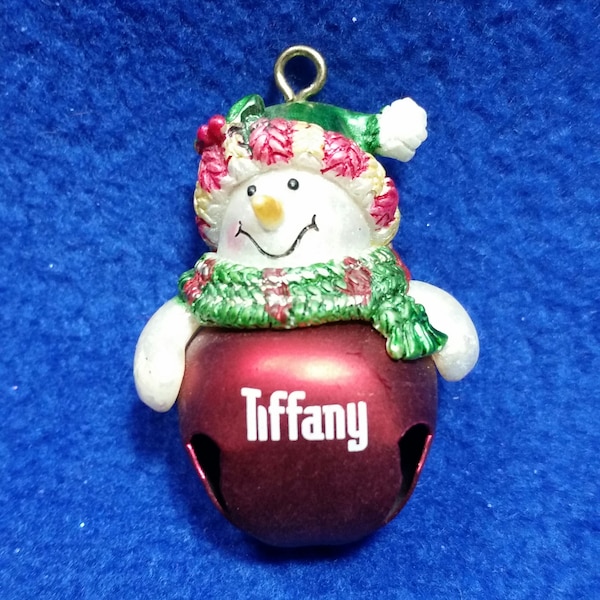 Tiffany Red Bell Snowman Ornament / Ganz Personalized Ornament / Tiffany Christmas Ornament / Jingle Bell Snowman Ornament / Tiffany