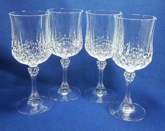 Cristal d' Arques LongChamp Water Goblets / Crystal Water Glasses / Vintage Wedding Crystal Water Glasses / Crystal Barware / Set of 4