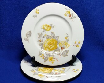 Vintage Yellow Roses Salad Plates / Set of 2 / Mayfair Collection / Castleton China / Philip Costigan / Made In USA