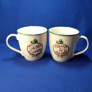 Pfaltzgraff Winterberry Jumbo Mug Set / Vintage Pfaltzgraff / Winterberry Collection / Tis The Season Mug / Merry and Bright Mug / Set of 2