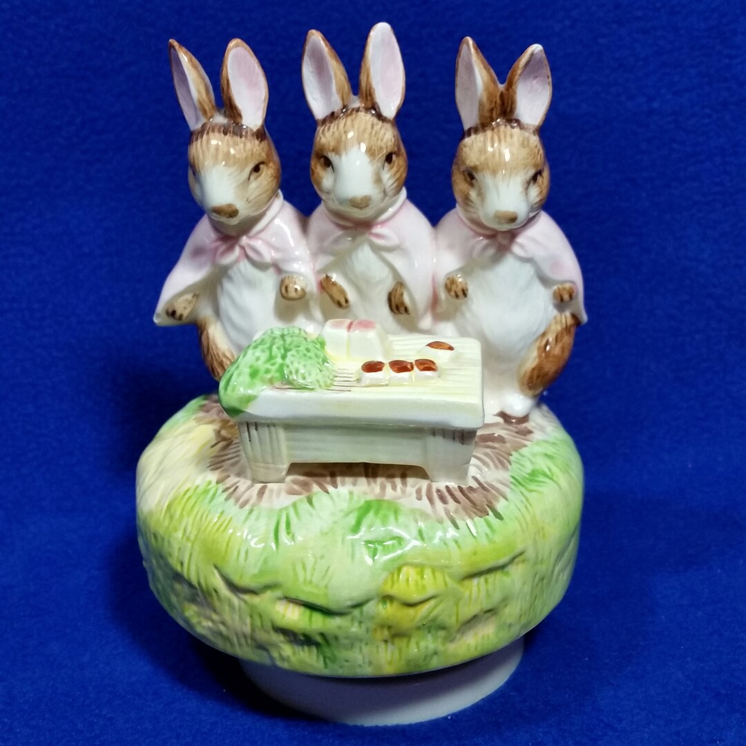 Schmid Flopsy Mopsy and Cottontail Music Box / Beatrix Potter Etsy