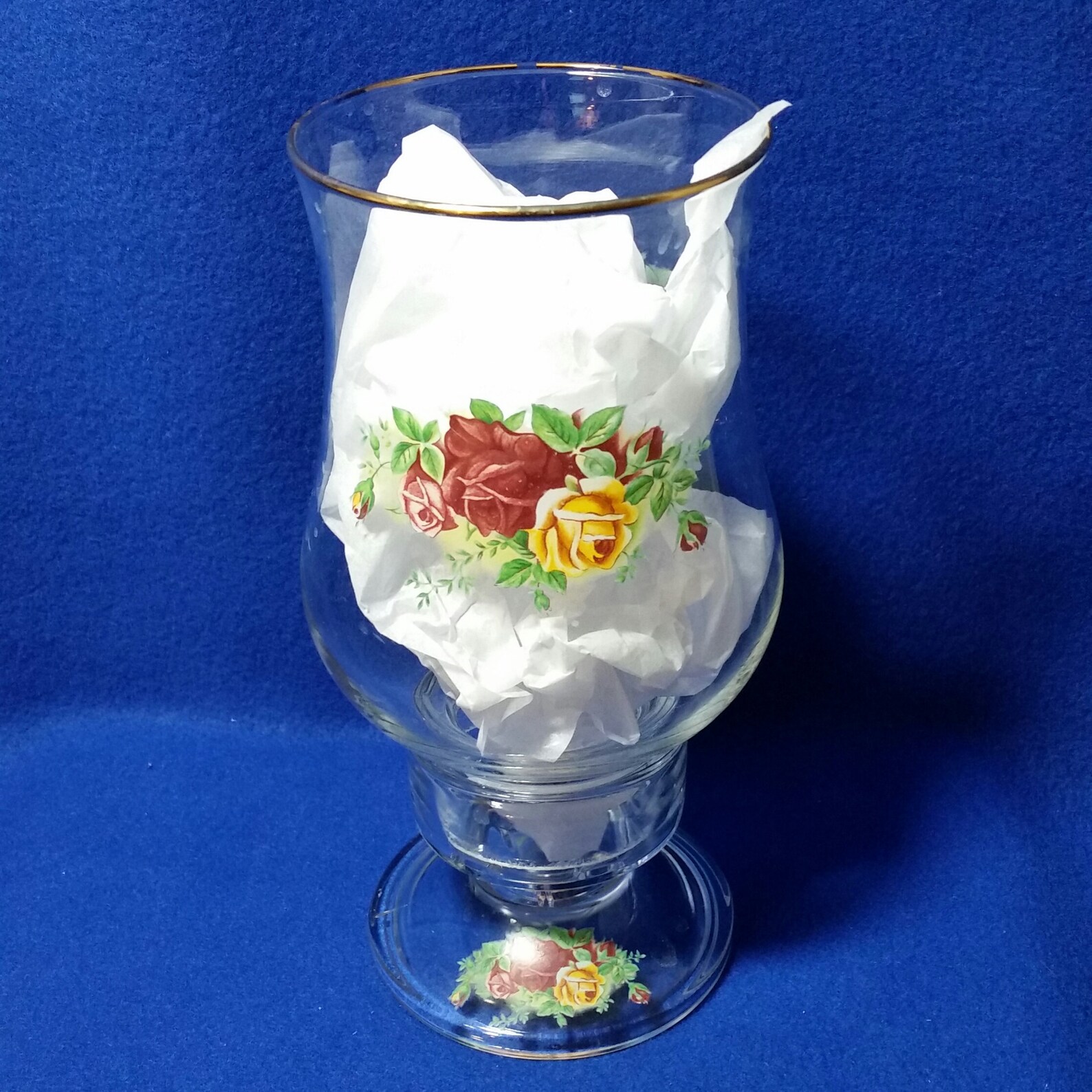 Hurricane Candle Holder With Roses / Rose Hurricane Candle Etsy
