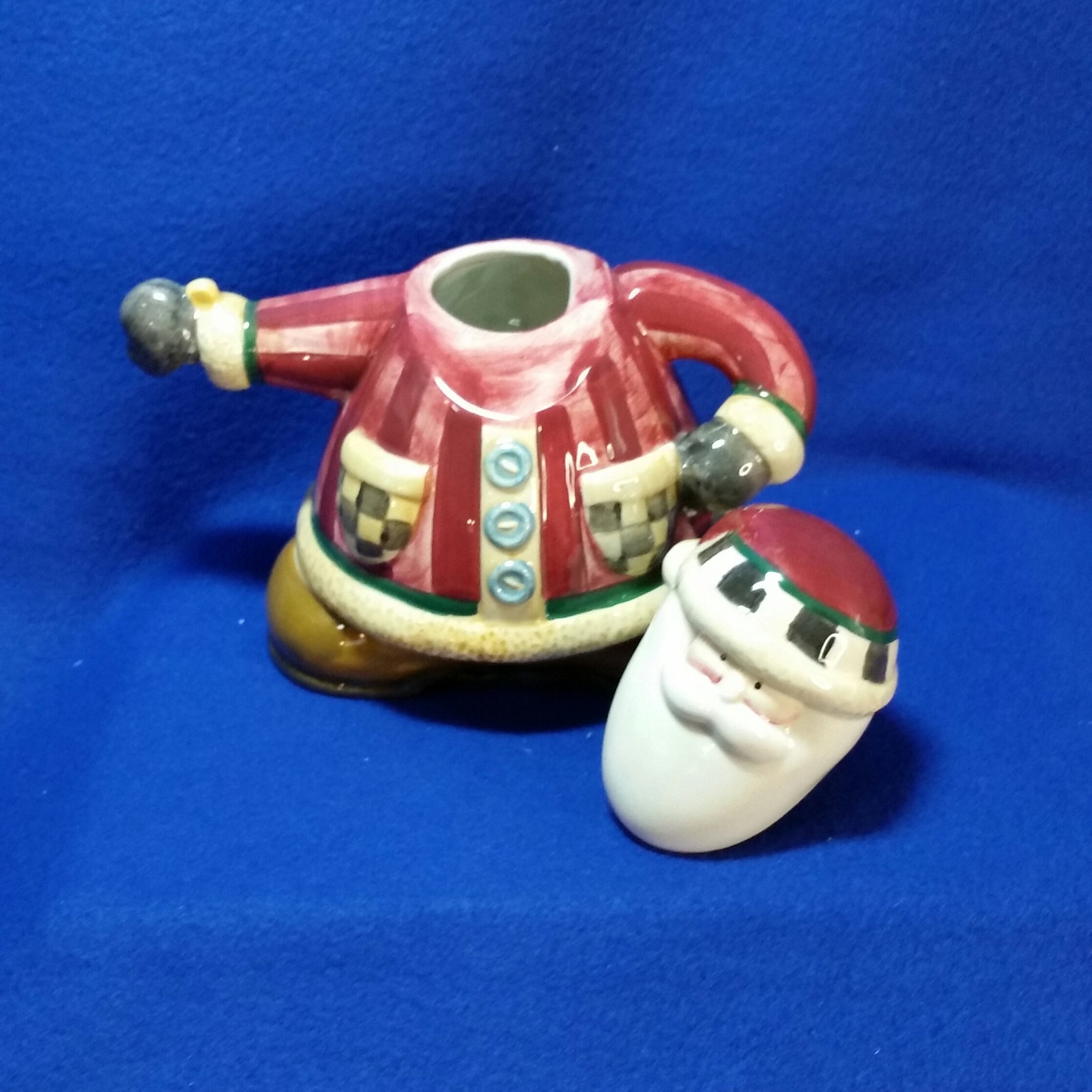 Santa Teapot / Short and Stout Santa Teapot / Debbie Mumm Etsy