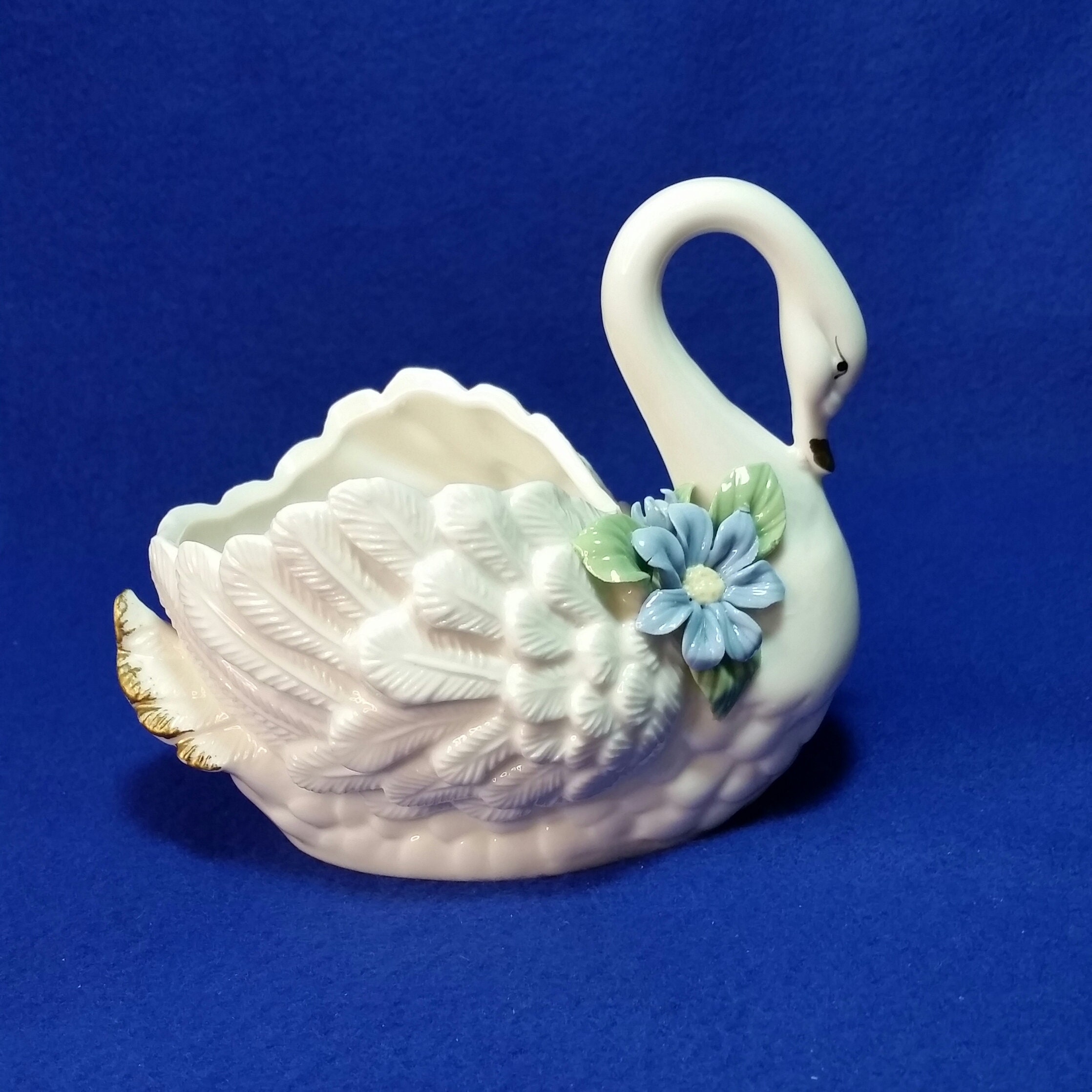 Porcelain Swan Planter / Swan Trinket Dish / K's Etsy