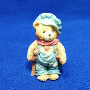 Cherished Teddies Tiny Ted Bear &quot;God Bless US Everyone&quot; Figurine / Enesco 614777 / Dickens Village Series / Pre-Owned / No Box