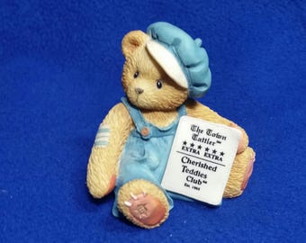 Vintage Cherished Teddies Cub E Bear Figurine / Enesco CT001 / 1995 Charter Member / Pre-Owned / No Box