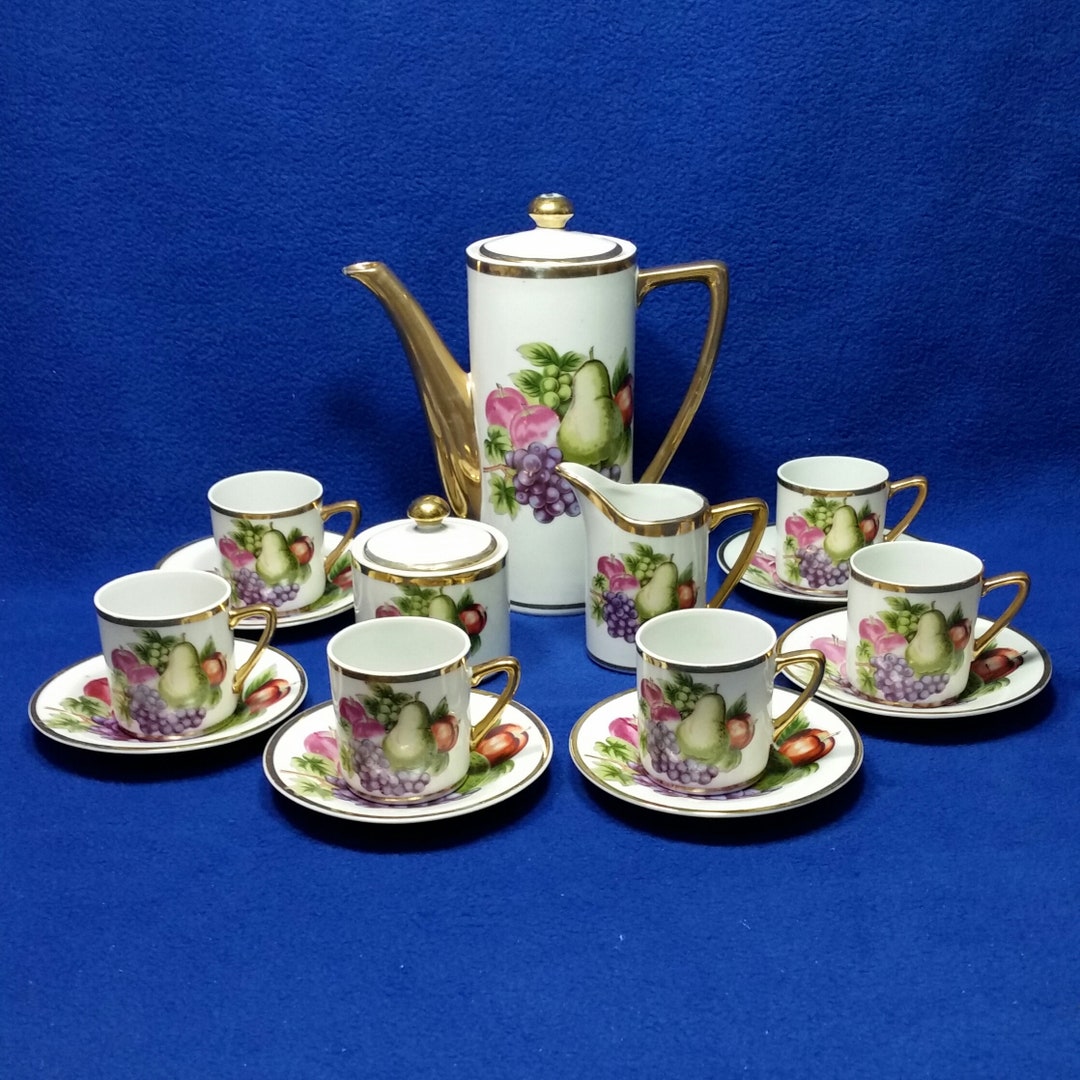 Vintage Royal Crown Harvest Demitasse Tea Set / 2044 Harvest Collection