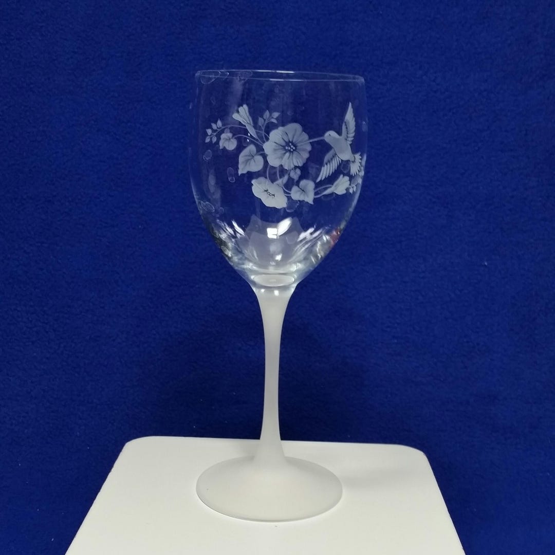 Avon Hummingbird Crystal Water Goblet With Dark Frosted Stem / Wedding ...