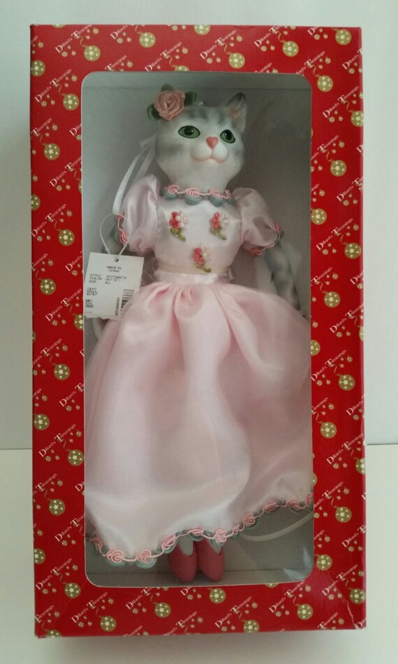 Dillard S Trimmings Porcelain Cat In Pink Dress Etsy