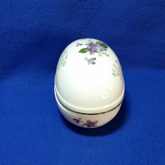 Lefton Egg Shaped Trinket Box / Porcelain Egg Wit… - image 5