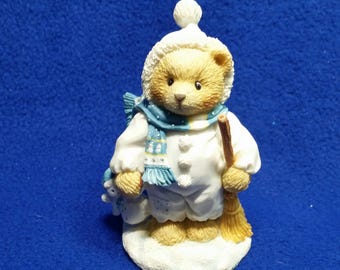 Cherished Teddies Earl "Warm Hearted Friends" Figurine / Enesco 131873 / Bear Dressed As Snowman / Pre-Owned / No Box