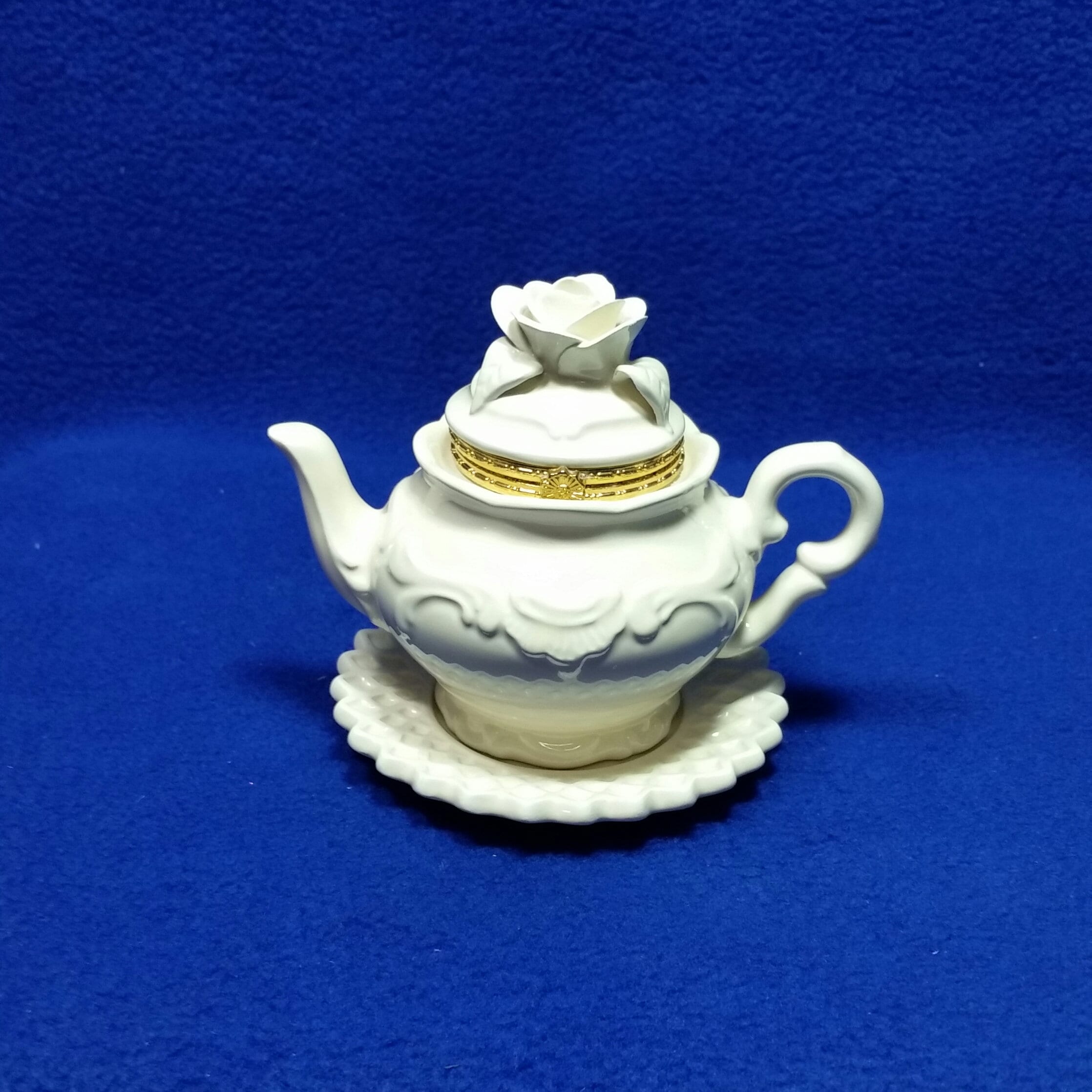 Mud Pie Teapot Hinged Trinket Box / Figural Teapot Trinket Box / Vintage Hinged Trinket Box / AS IS