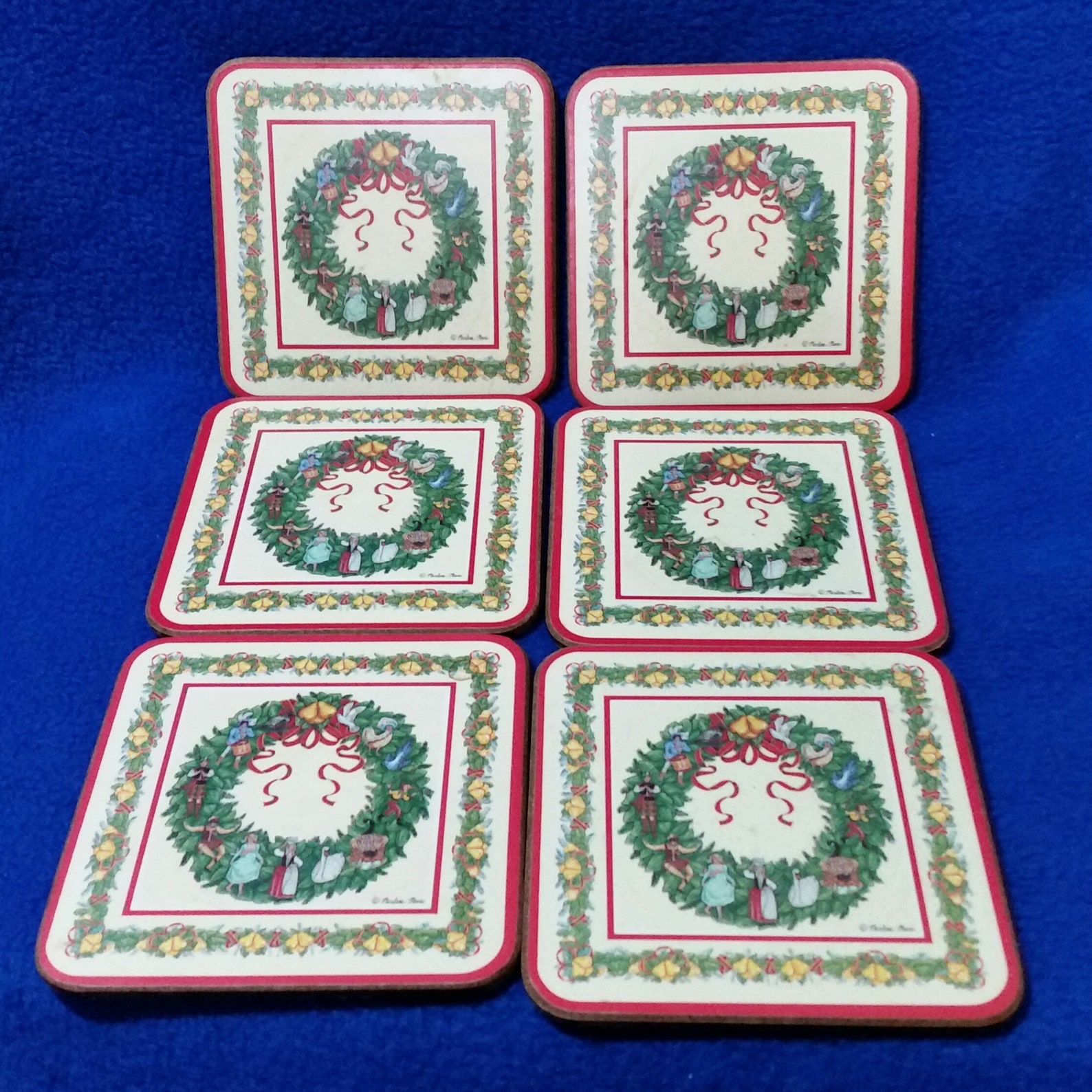 Vintage Pimpernel 12 Days of Christmas Coasters / 6 Pc Christmas