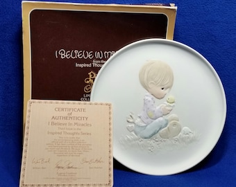Precious Moments "I Believe In Miracles" Plate / E-9257 / 1982 / Inspired Thoughts Collection / 3rd Issue / In Box