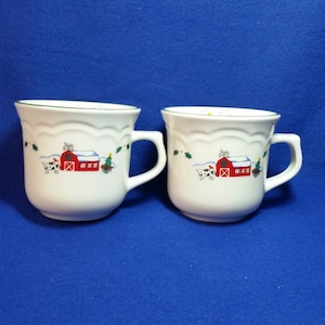 Pfaltzgraff Snow Village Mug Set / Pfaltzgraff Mugs /  Snow Village Collection / Vintage Pfaltzgraff Snow Village / Snow Village / Set of 2