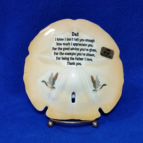 Sand Dollar On Stand Music Box For Dad / Through The Years Song / Vintage Sand Dollar Music Box / Father's Day Gift / Gift For Dad