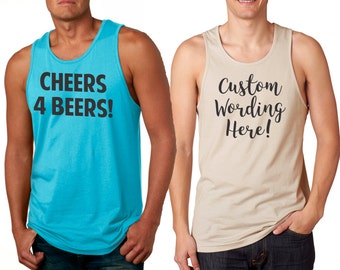 Custom Personalized MENS Tank Tops, pick your wording! Great for friends, parties or just yourself Workout tanks for men