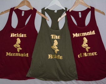 Bridal Party Mermaid Tanks | Mermaid of Honor | Mermaid Bachelorette | Bridesmaid Proposal | Beach Bachelorette | Group Tank Tops | Weddings