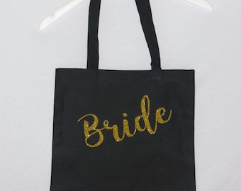 BRIDE GLITTER TOTE - Full Sized Tote for the Bride - Glitter Bride - Wedding Day - Bridal Party, Pick your color!
