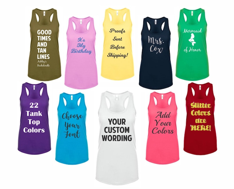 Women's Custom Personalized Tank Tops  Pick your wording image 1