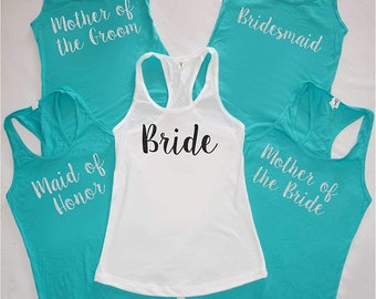 Bride, Bridesmaid, Maid of Honor - Bachelorette Party Shirts, Bridal Party Tank Tops, Bride Tank Bridal Party shirts - Bridal party tanks