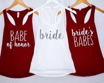 Brides Babes, Bridesmaid Shirts, Bachelorette Party Shirts, Bridal Party Tank Tops, Bride Tank, Bridal Party shirts - Crew Necks, V necks